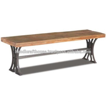 Industrial Vintage Wood Metal Narrow Dining Bench